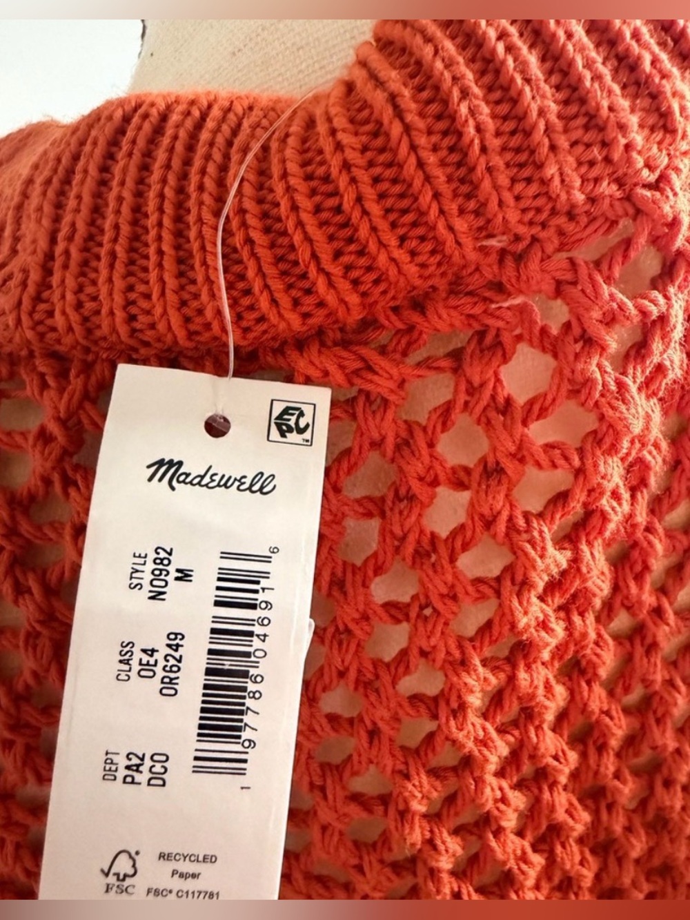 NWT Madewell Vibrant Orange Knit Top - Picture 4 of 5